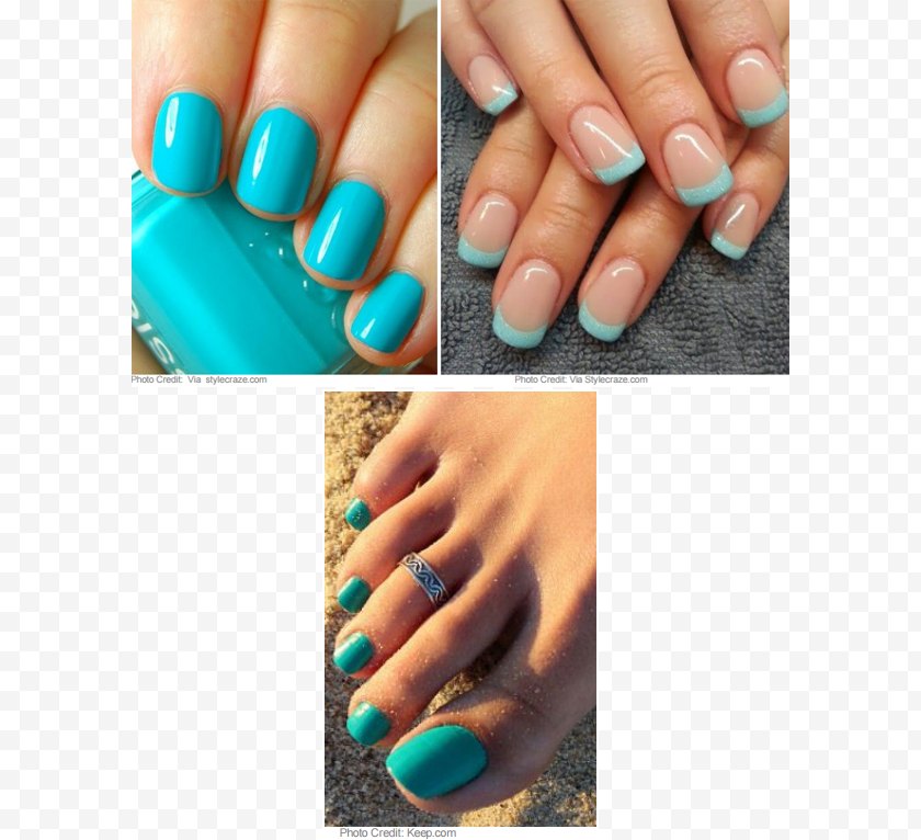 Finger - Blue Nails Franske Negle Manicure Estética De Uñas - Beauty - Enjoy The Summer Heat Free PNG