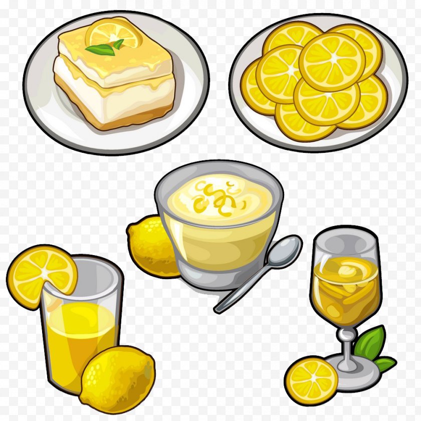 Cake - Cocktail Fruit Lemon Illustration - Yellow - Cartoon Food Photos Free PNG