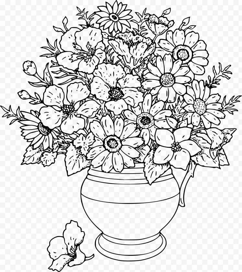 Download Drawing Coloring Pages Cut Flowers Adults Book For Kids Kidsflower Free Png