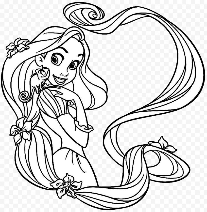 Silhouette Rapunzel Coloring Book Disney Princess Tangled Child Cartoon Free Png