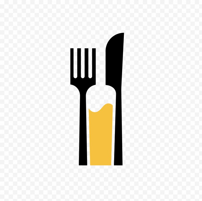 Cutlery - Product Logo Yellow Font - Kitchen Utensil - Entrecote Mockup Free PNG
