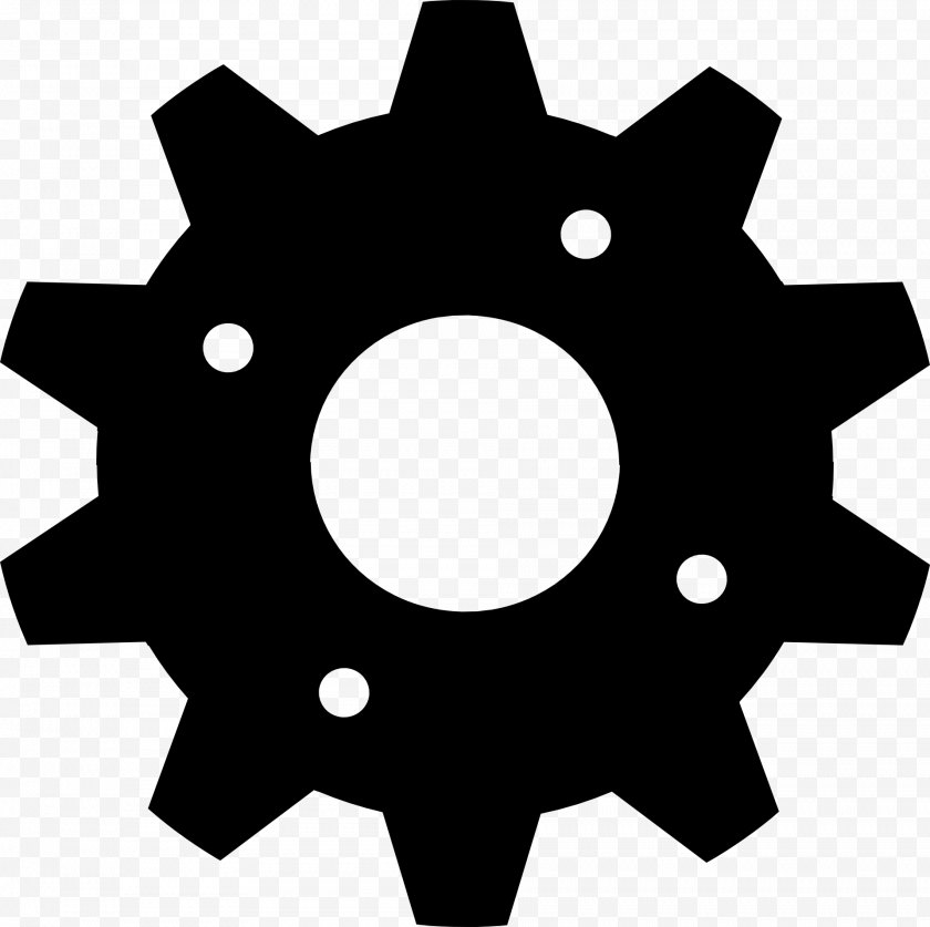 Gear - Clip Art - Simple Machine - Monochrome Free PNG