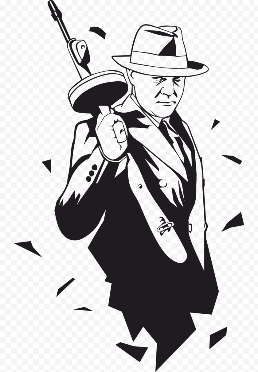 Gangster - Mafia Illustration Hauz Khas Clip Art Image - Monochrome ...