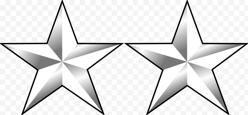 Army Officer - Six-star Rank United States Insignia Two-star General - Monochrome - WHITE STARS Free PNG