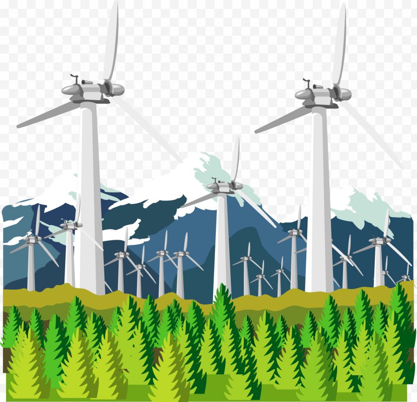 Cartoon - Wind Farm Windmill Electricity Generation Euclidean Vector