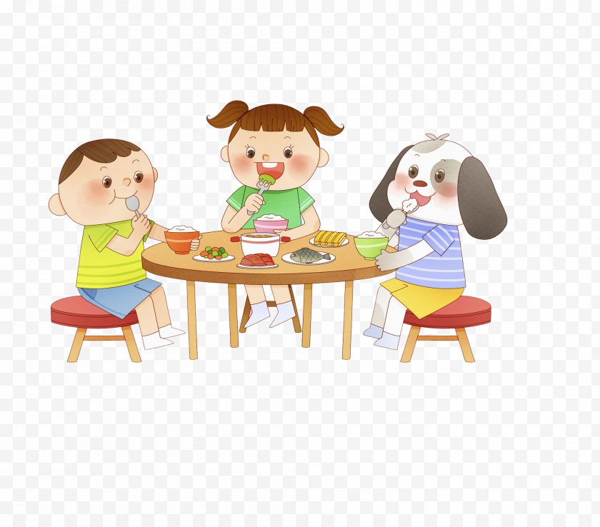 Table - Eating Child Food Cartoon - Healthy Diet - Children Eat Free PNG