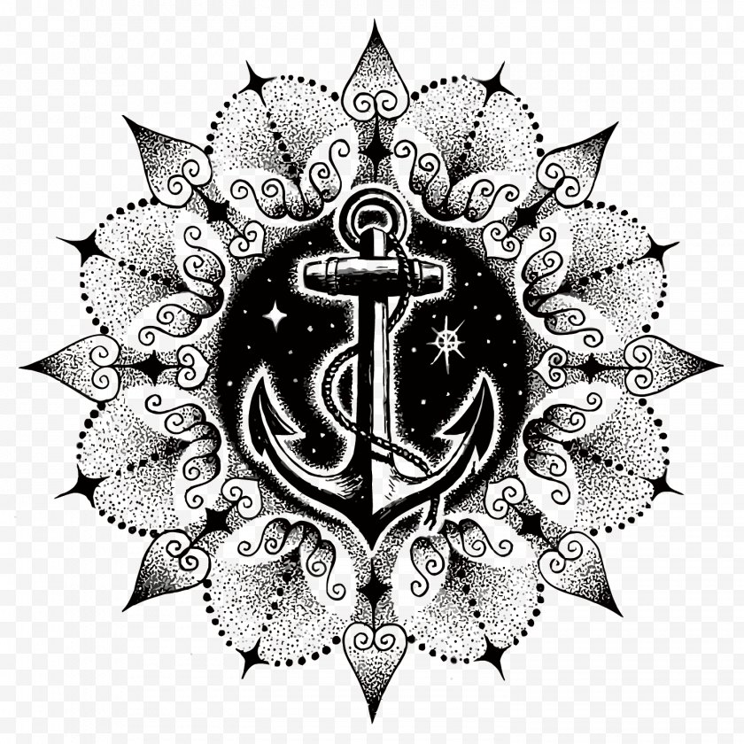 Download Pointillism Anchor Tattoo Mandala Symbol Ship Symmetry Vector Free Png