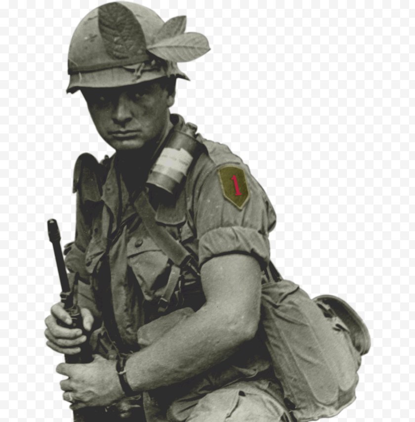 Army Officer - Soldier 1st Infantry Division Vietnam War Second World - Fusilier - Contact Military Posture Free PNG