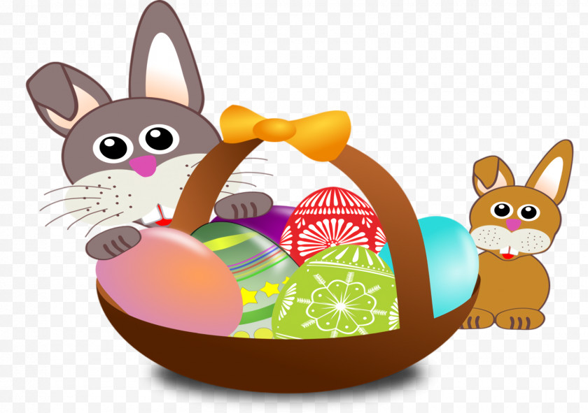 Cute Easter Basket With Eggs Happy Easter Day Basket Free PNG