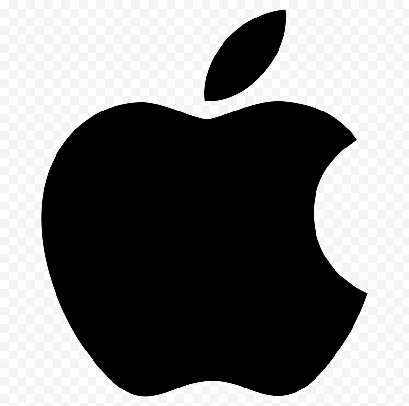 Apple - Logo Clip Art - Monochrome Free PNG