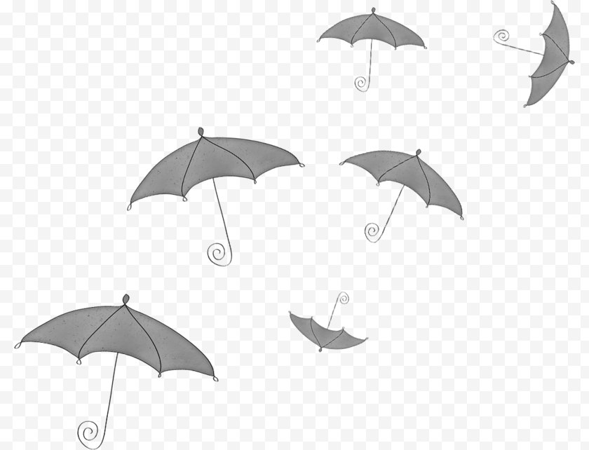 Black And White - Umbrella Icon - Monochrome - Falling Free PNG