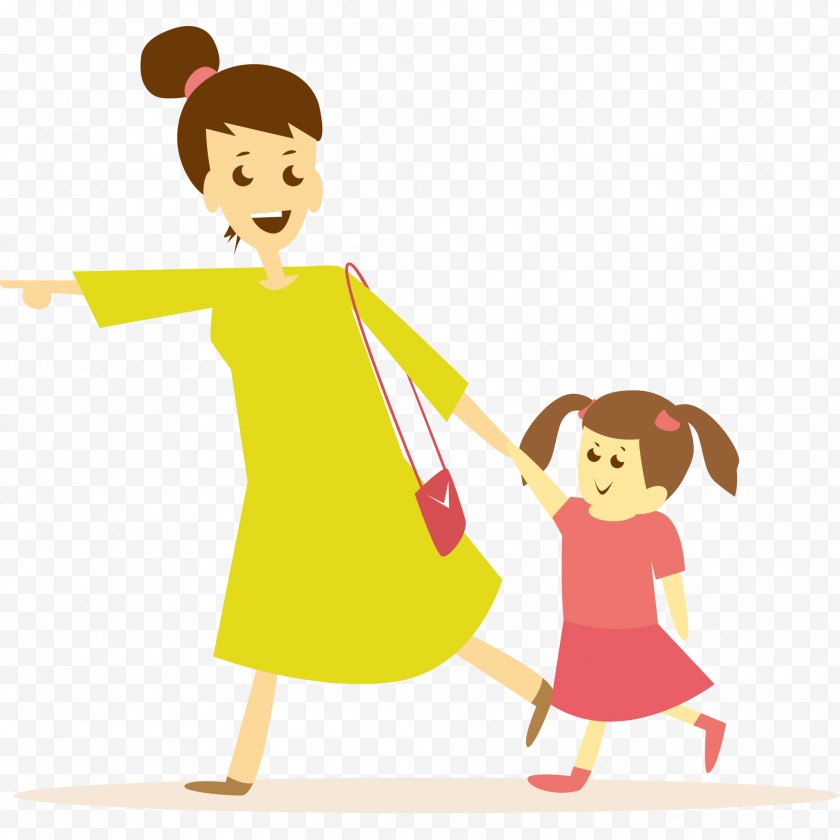 Art - Vector Graphics Clip Mother Illustration - Walking - Daughter Free PNG