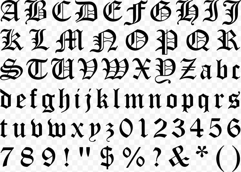 Schwabacher - Blackletter Typeface Gothic Alphabet Font - Writing - Calligraphy Free PNG
