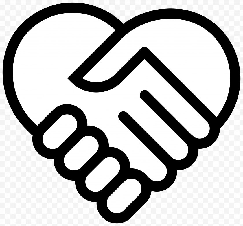 Holding Hands - Handshake Hand Heart Symbol - Black And White - Shake Free PNG