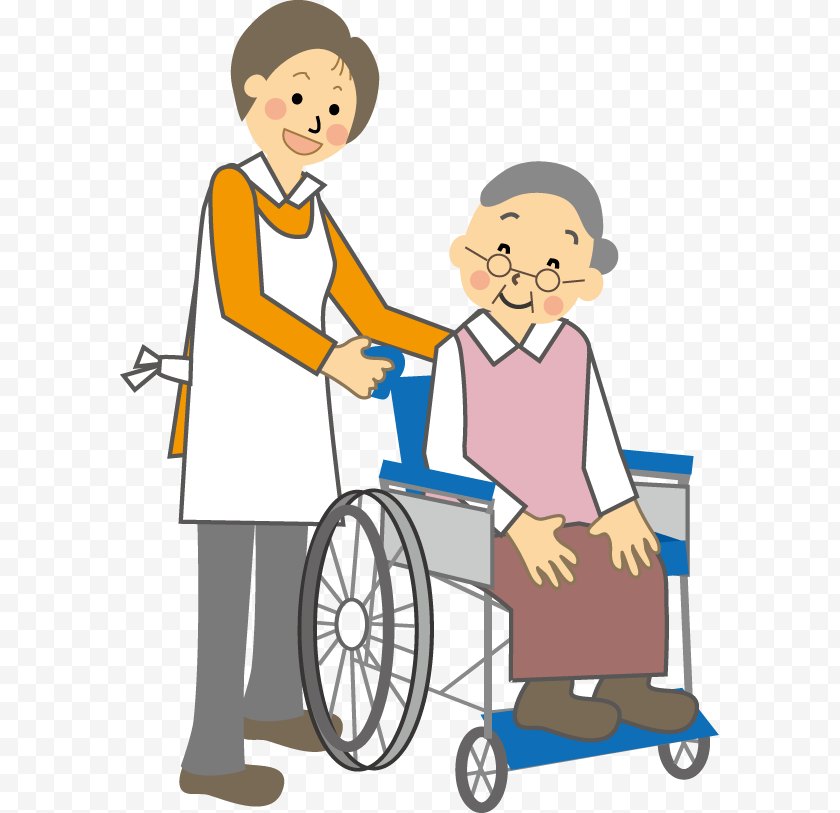 Old Age - Home Image Wheelchair Caregiver - Wife Cartoon Elderly Free PNG