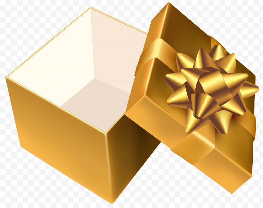 Decorative Box - Gift Clip Art - Rasterisation - Gold Ribbon Free PNG